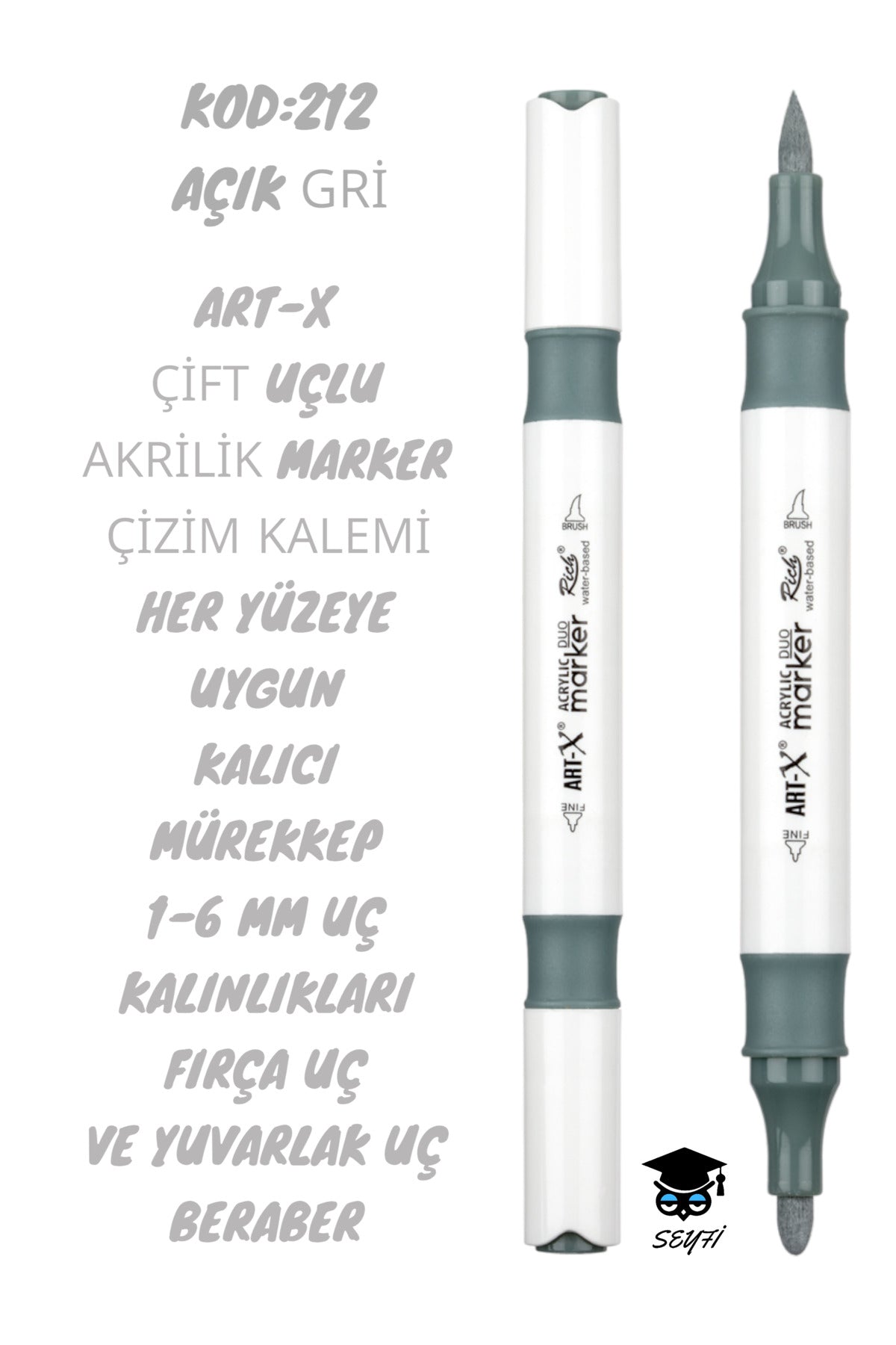 ART-X ÇİFT UÇLU AKRİLİK MARKER ÇİZİM KALEMİ HER YÜZEYE UYGUN KALICI MÜREKKEP 1-6 MM UÇ KALINLIKLARI