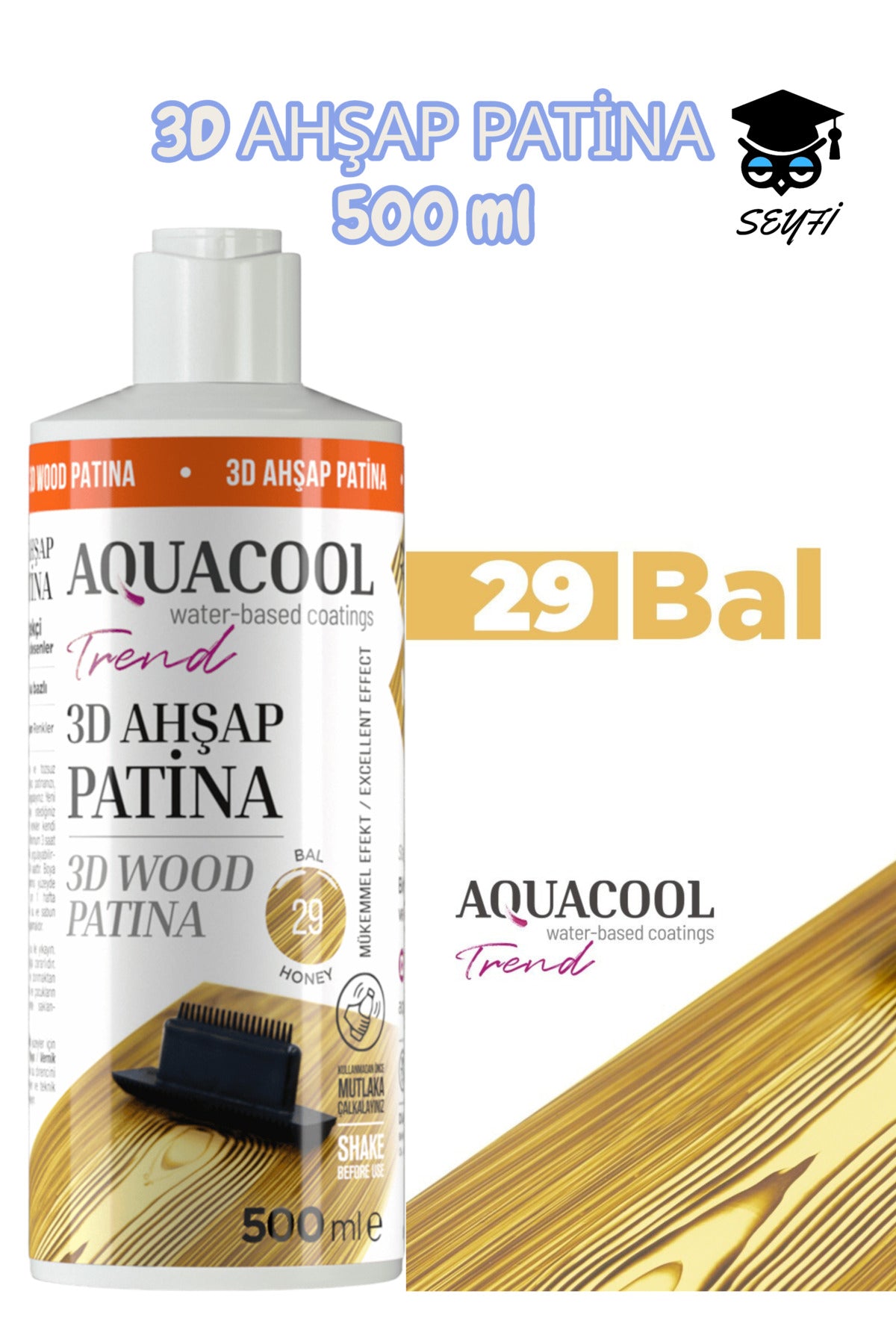 500 ML 3D AHŞAP PATİNA SU BAZLI YERLİ ÜRETİM