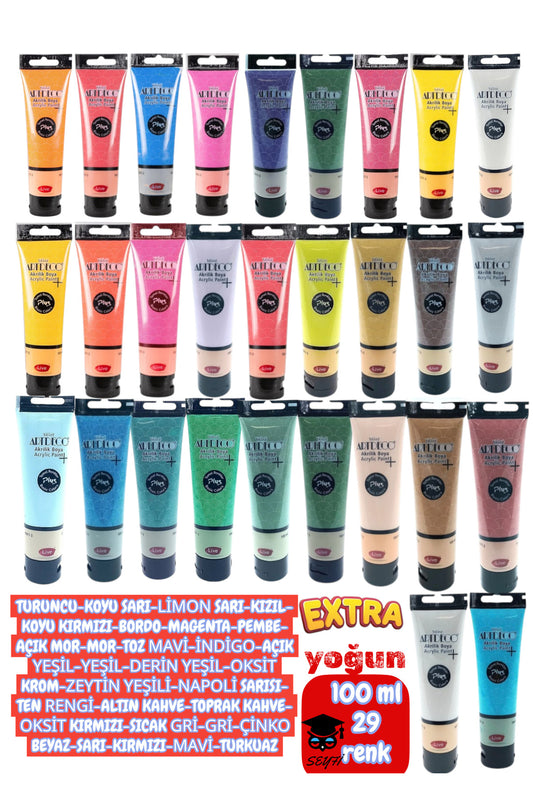 29 RENK 100 ML EKSTRA YOĞUN AKRİLİK BOYA SETİ ARTDECO PLUS SERİSİ