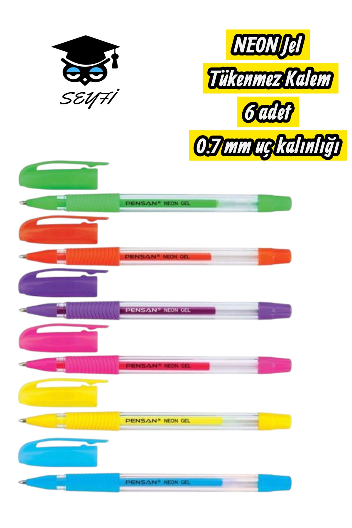 pensan neon gel tükenmez kalem seti 6 renk Türk Malı