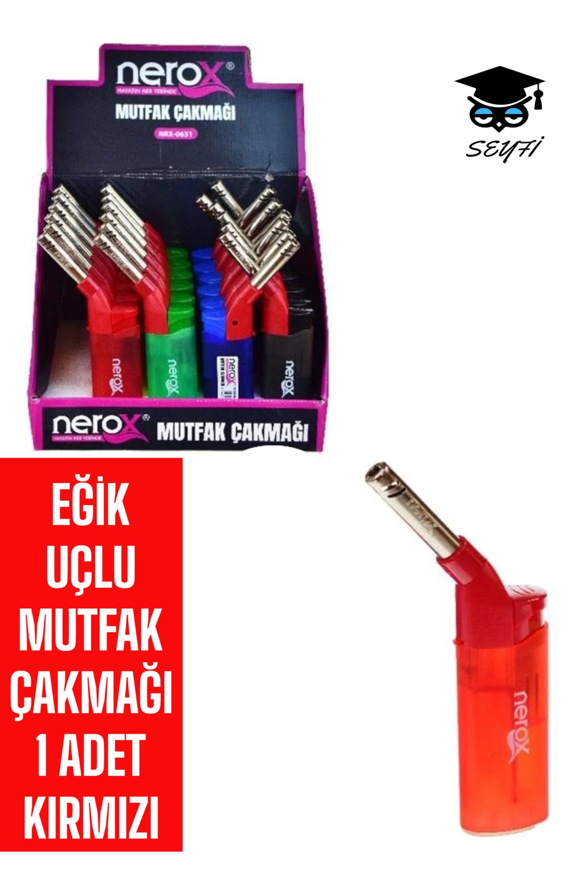 EĞİK UÇLU MUTFAK ÇAKMAĞI 1 ADET KIRMIZI