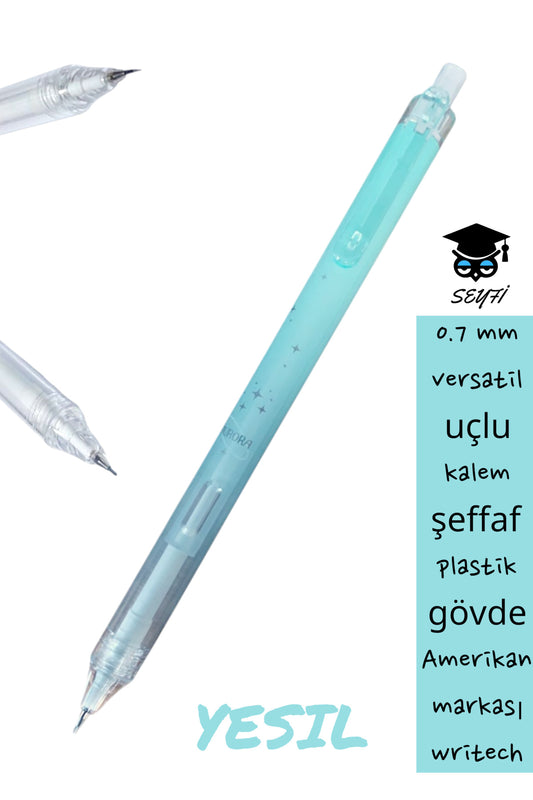 0.7 mm versatil uçlu kalem şeffaf plastik gövde Amerikan markası writech
