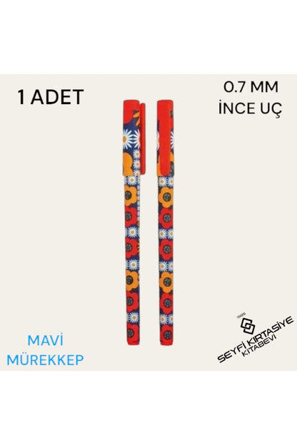 DESENLİ GÖVDE JEL TÜKENMEZ KALEM MAVİ MÜREKKEP 0.7 MM İĞNE UÇ İNCELİĞİ