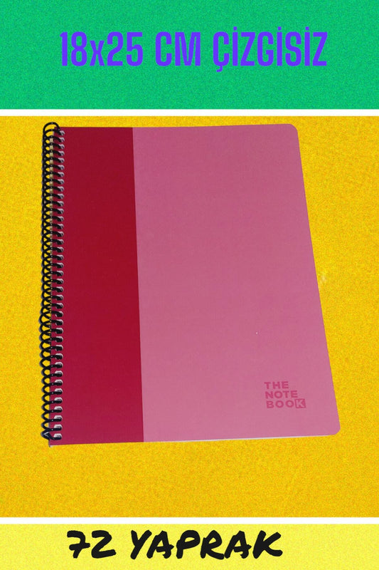 18x25 Cm Çizgisiz 72 Yaprak Telli Karton Kapak Defter 60 Gr Beyaz Sayfa