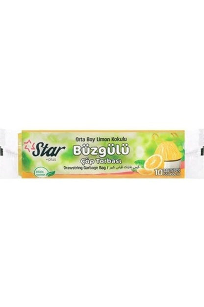 Büzgülü Orta Boy Çöp Torbası 5 Paket Limon Kokulu 55x60 Cm