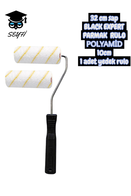 32 cm sap BLACK EXPERT PARMAK RULO POLYAMİD 10cm 1 adet yedek rulo