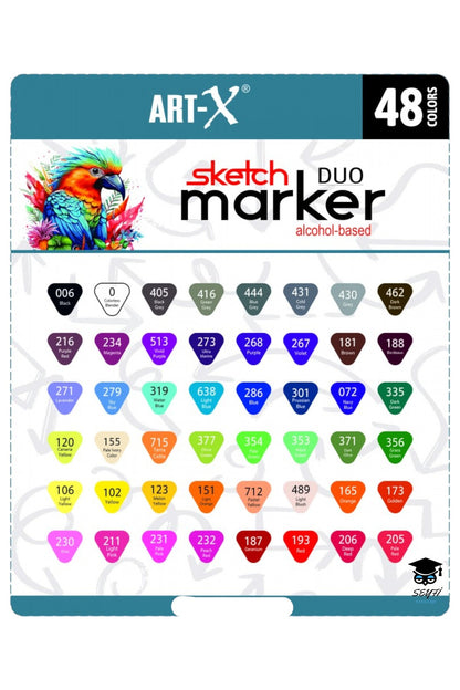 SKETCH MARKER ÇİFT TARAFLI ÇİZİM KALEM SETİ ART-X RİCH YÜKSEK KALİTE KALICI MÜREKKEP İADE GARANTİLİ