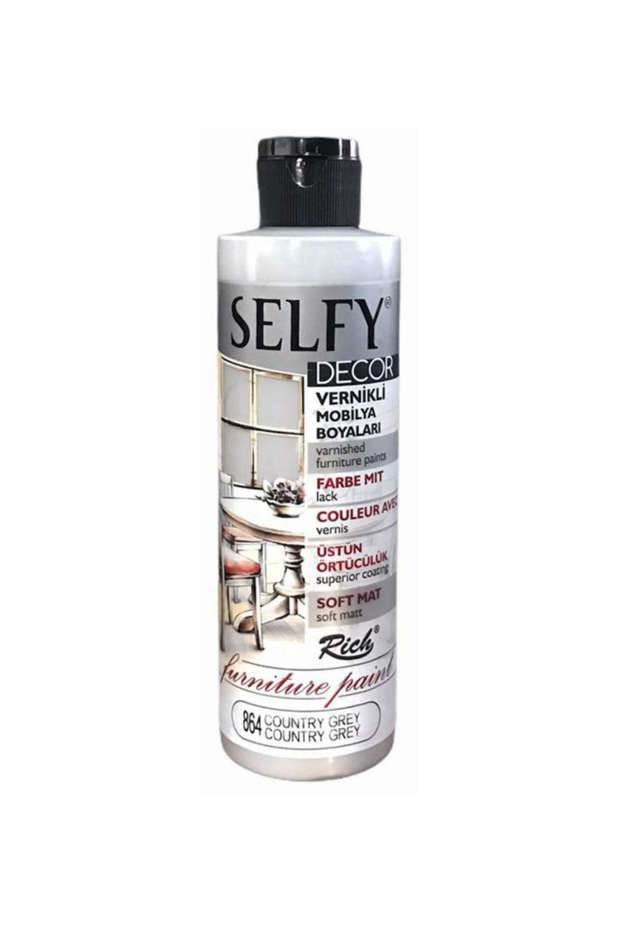 Rich Selfy Decor Vernikli Boya 240cc - Country Grey 864 RSD864, one size