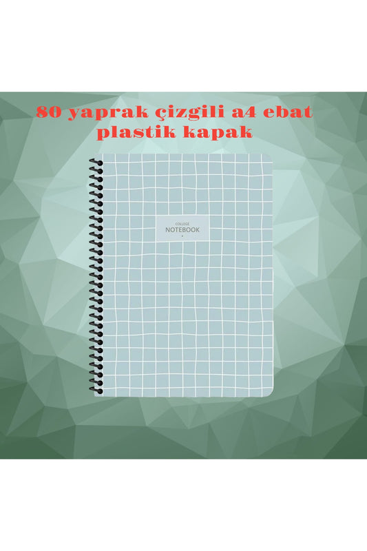 ÇİZGİLİ A4 80 YAPRAK PLASTİK KAPAK TELLİ DEFTER COLLEGE KESKİN COLOR