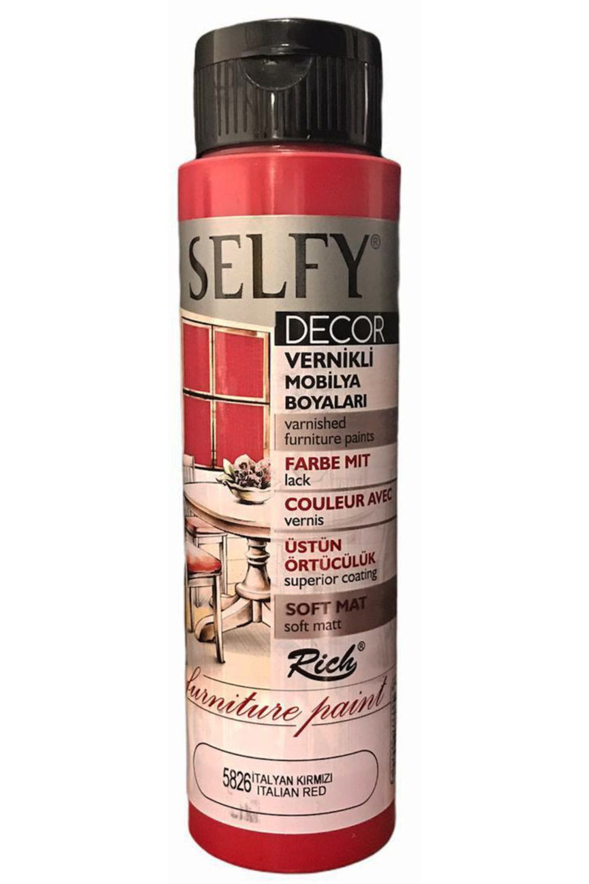 Selfy Decor Vernikli Boya 500cc - İtalyan Kırmızı 5826