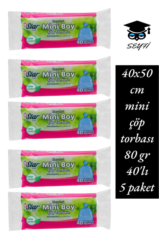 40x50 cm mini çöp torbası 80 gr 40'lı 5 paket