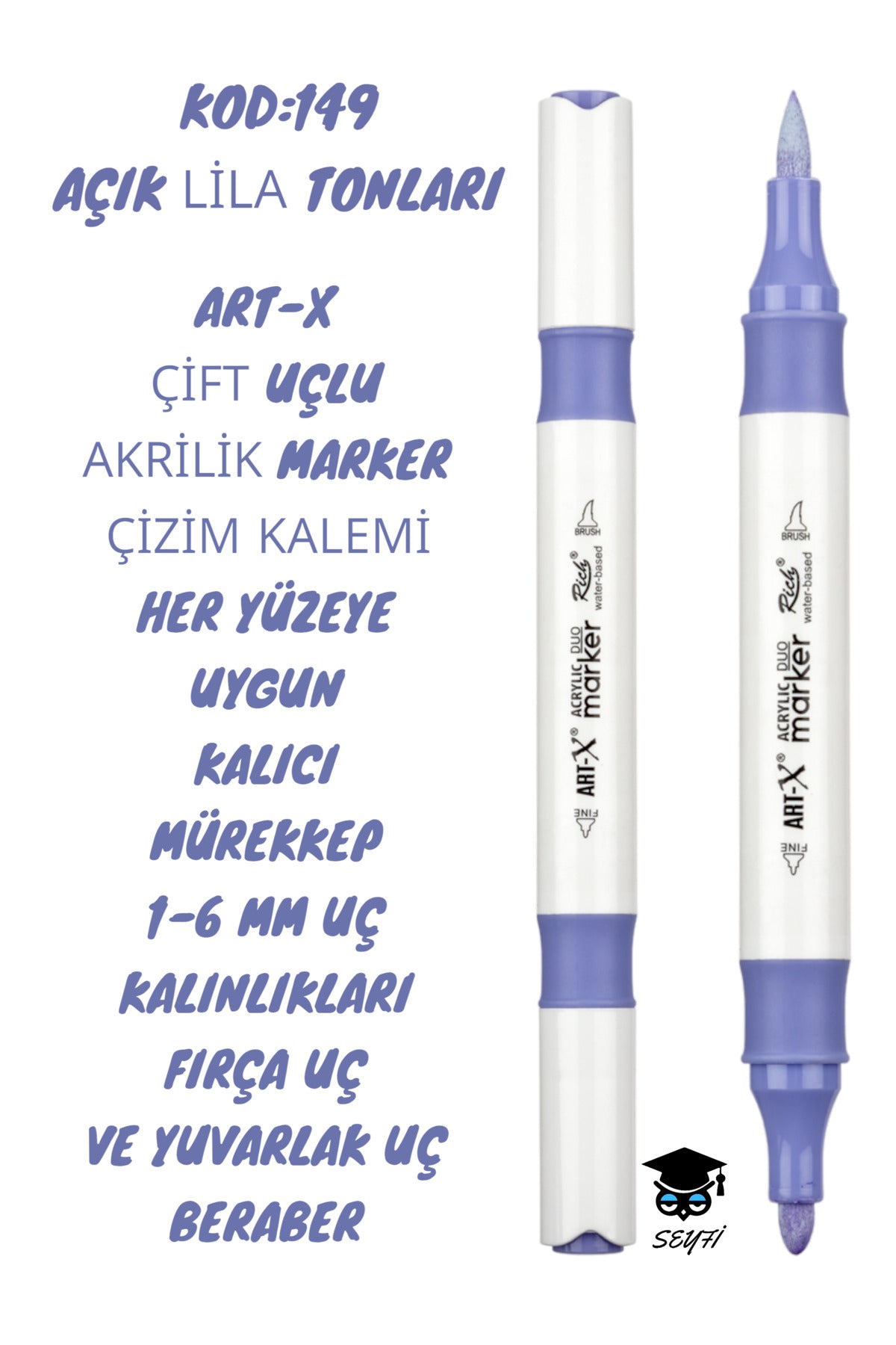 ART-X ÇİFT UÇLU AKRİLİK MARKER ÇİZİM KALEMİ HER YÜZEYE UYGUN KALICI MÜREKKEP 1-6 MM UÇ KALINLIKLARI