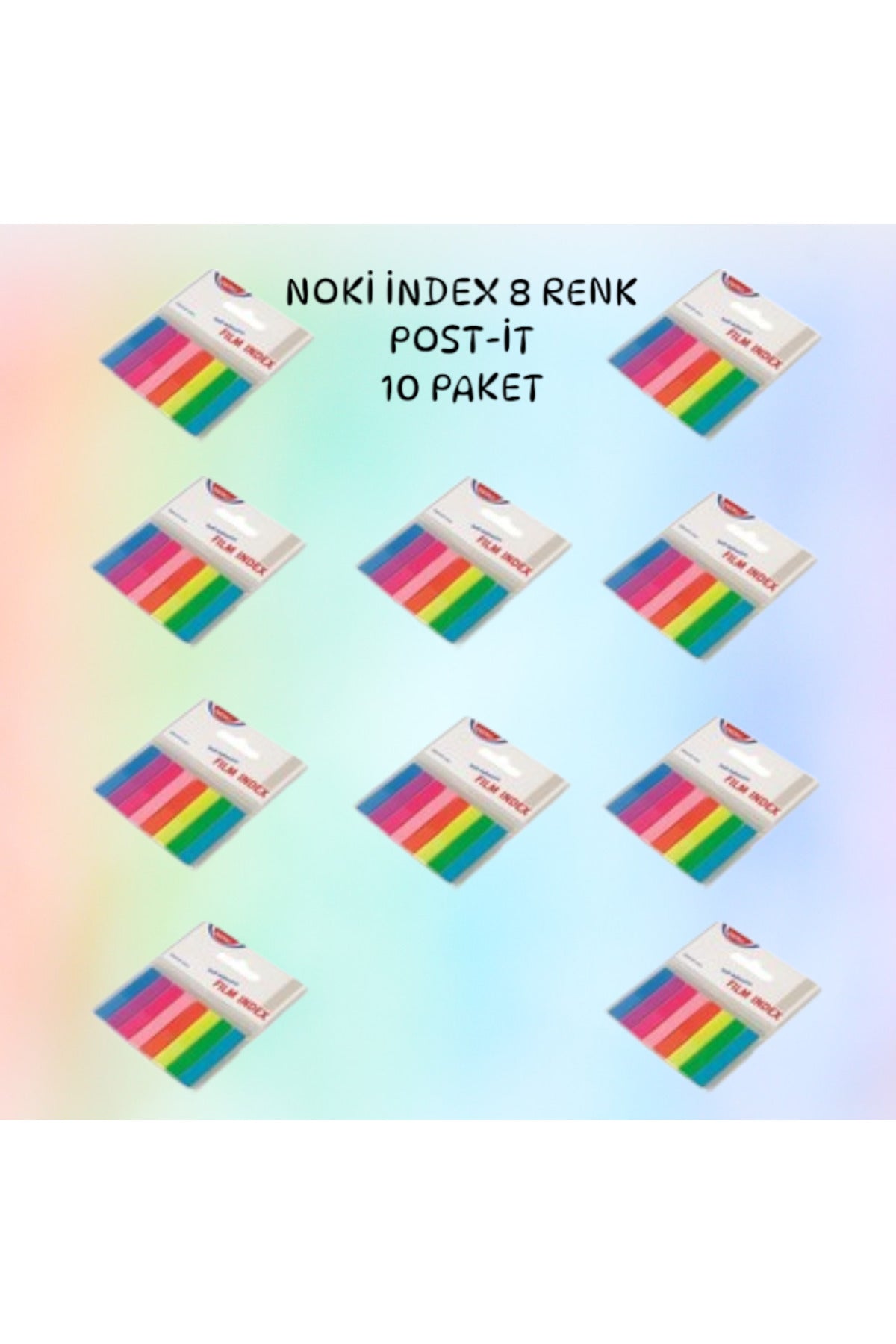 İNDEX YAPIŞKANLI NOT KAĞIDI ŞEFFAF 8 RENK 20'ŞER ADET PLASTİK POST-İT