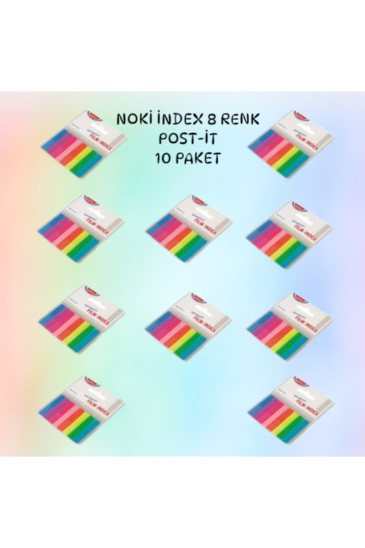 İNDEX YAPIŞKANLI NOT KAĞIDI ŞEFFAF 8 RENK 20'ŞER ADET PLASTİK POST-İT