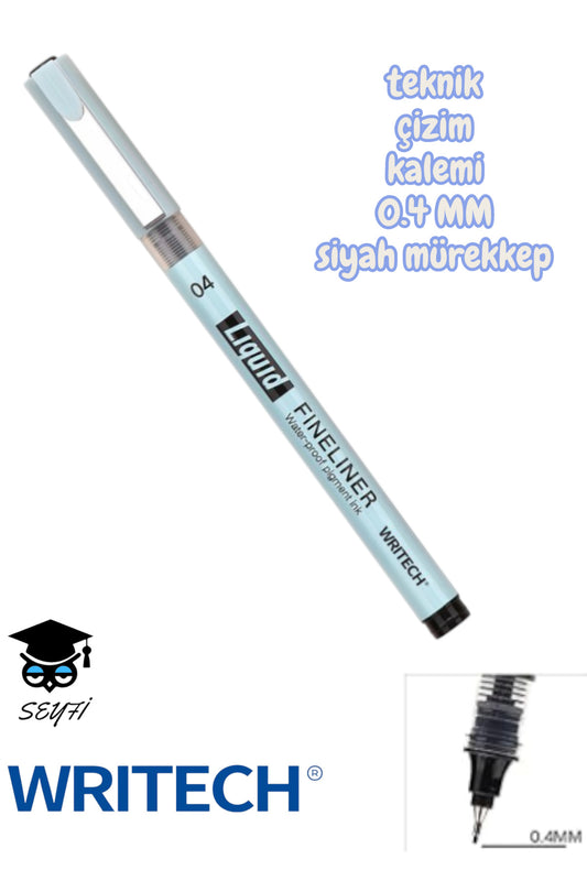 teknik çizim kalemi siyah mürekkep drawing pencil metal klips çelik uç
