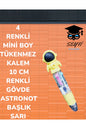 4 RENKLİ MİNİ BOY TÜKENMEZ KALEM 10 CM RENKLİ GÖVDE ASTRONOT BAŞLIK