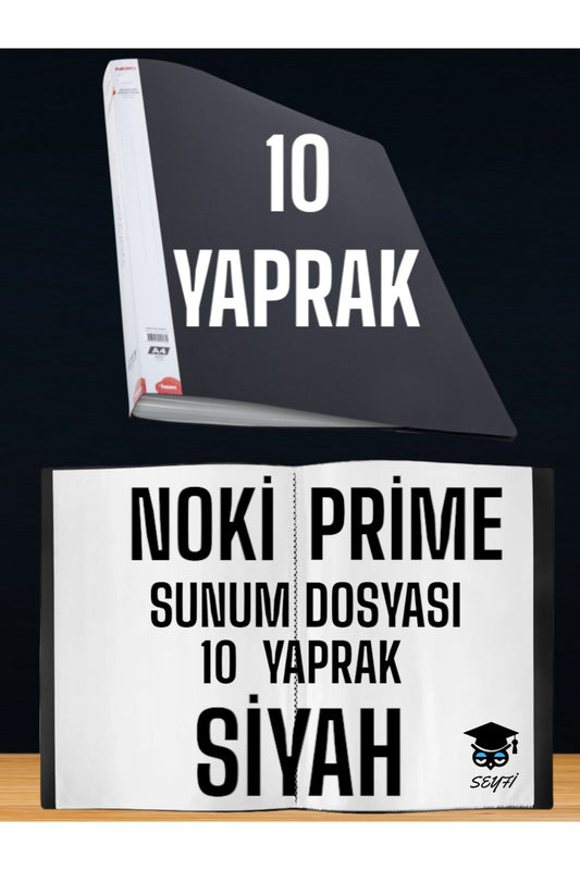 10 YAPRAK SİYAH A4 SUNUM DOSYASI NOKİ PRİME YÜKSEK KALİTE POŞET KALINLIĞI YERLİ ÜRETİM