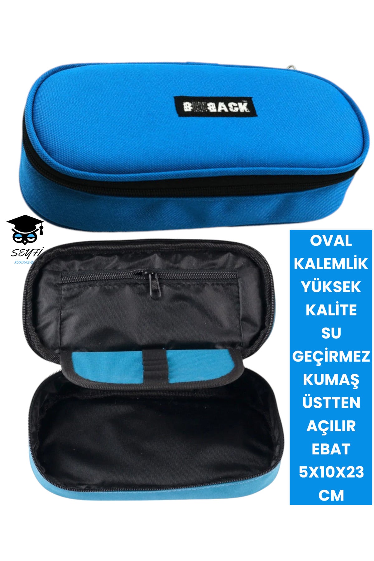 Oval Kalemlik Üstten Açılır Kaliteli Su Geçirmez Kumaş 5x10x23 cm kalem çantası kalem kutusu
