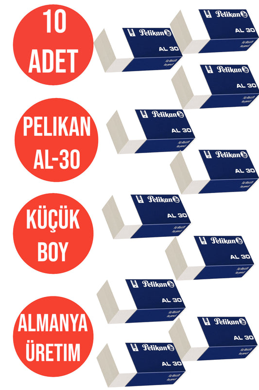10 ADET KÜÇÜK BOY SİLGİ BEYAZ PELİKAN AL-30