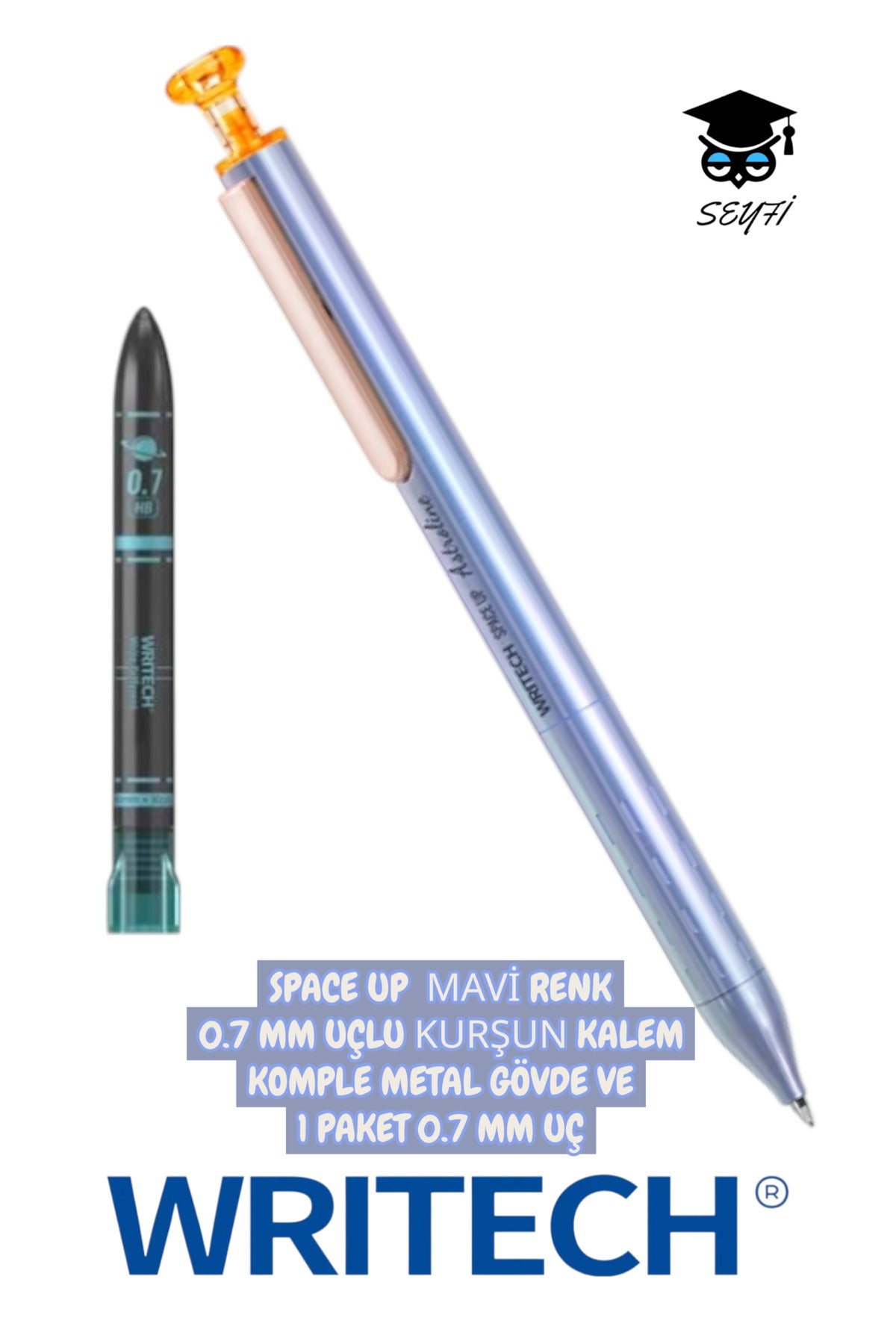 SPACE UP 0.7 MM UÇLU KURŞUN KALEM KOMPLE METAL GÖVDE VE 1 PAKET 0.7 MM UÇ WRİTECH