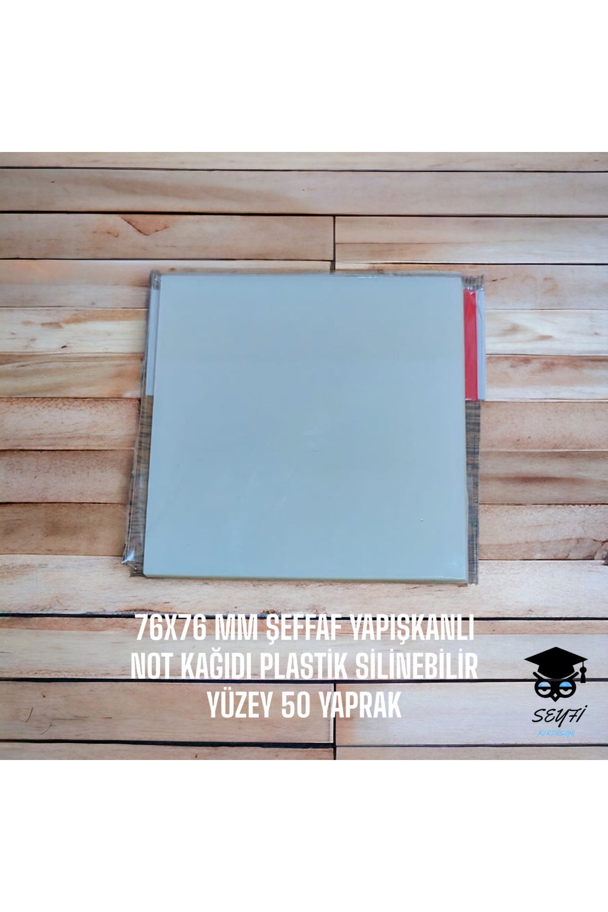 76X76 MM ŞEFFAF YAPIŞKANLI NOT KAĞIDI PLASTİK SİLİNEBİLİR YÜZEY 50 YAPRAK