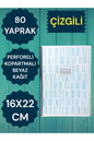 ÇİZGİLİ 16X22 80 YAPRAK TELLİ DEFTER KARTON KAPAK PERFORELİ