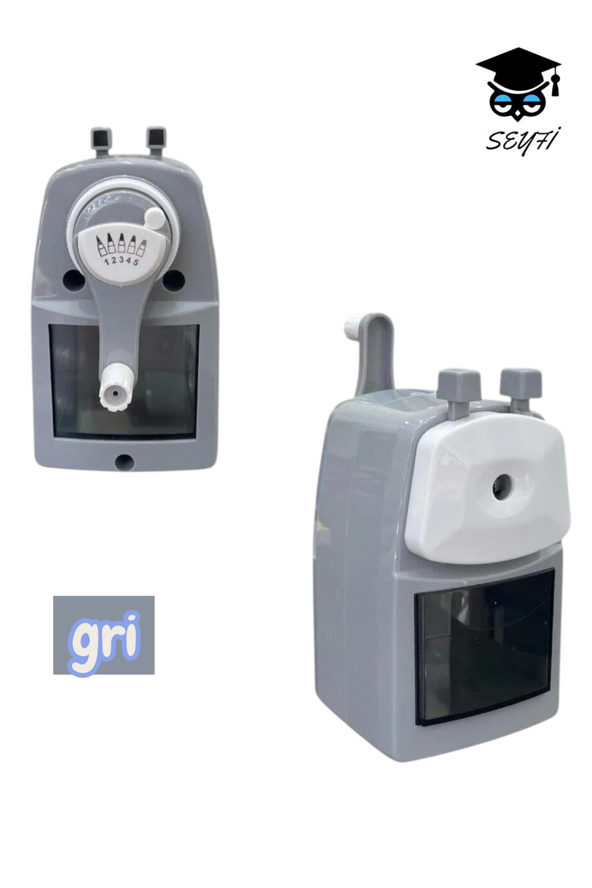 KOLLU KALEMTRAŞ 5 KADEMELİ RENKLİ KALEMLER İÇİN UYGUN BÜYÜK TİP PLASTİK GÖVDE ÇELİK DİŞLİ