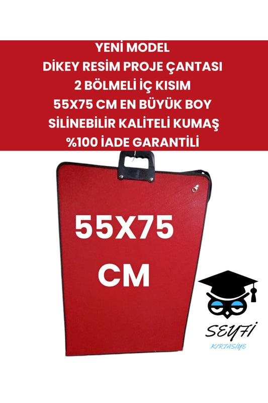 55X75 CM DİKEY RESİM PROJE ÇANTASI 2 BÖLMELİ İÇ KISIM EN BÜYÜK BOY SİLİNEBİLİR KALİTELİ KUMAŞ