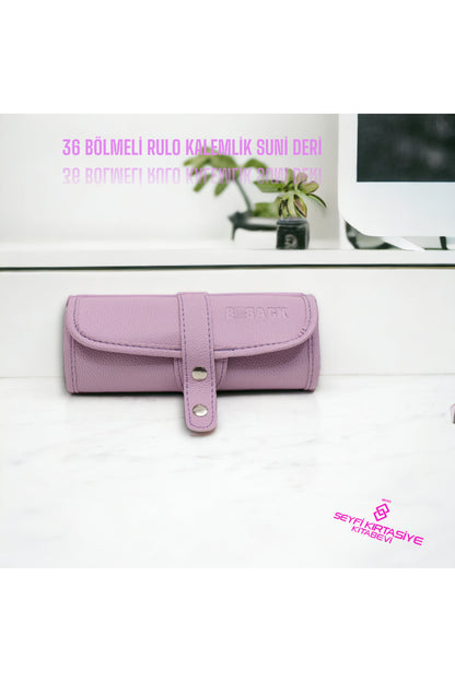RULO KALEMLİK 36 BÖLMELİ SUNİ DERİ LİLA