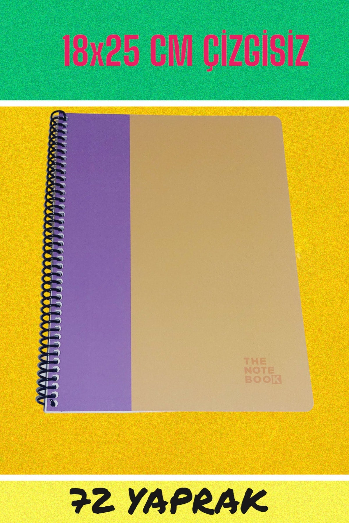 18x25 Cm Çizgisiz 72 Yaprak Telli Karton Kapak Defter 60 Gr Beyaz Sayfa