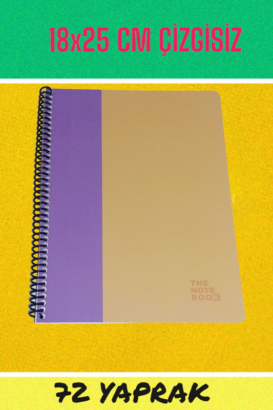 18x25 Cm Çizgisiz 72 Yaprak Telli Karton Kapak Defter 60 Gr Beyaz Sayfa