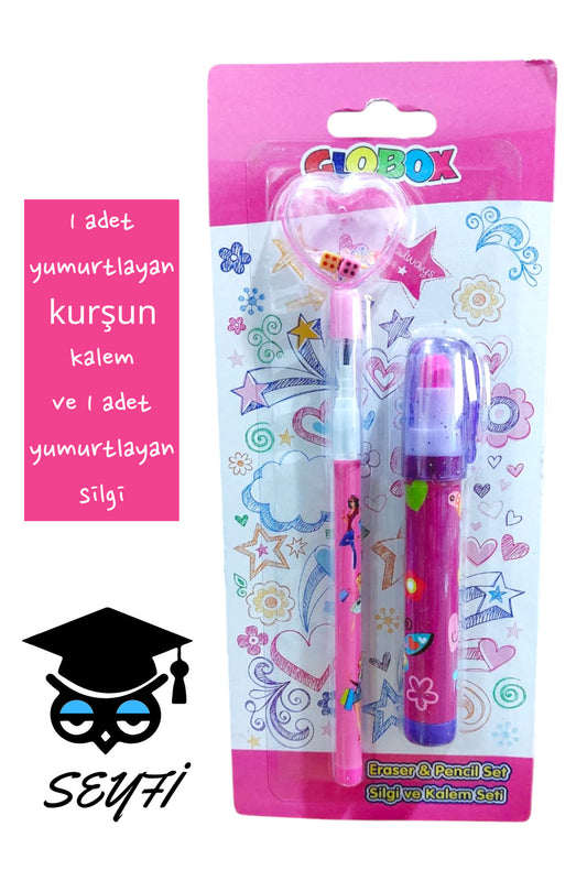 1 adet yumurtlayan kurşun kalem ve 1 adet yumurtlayan silgi