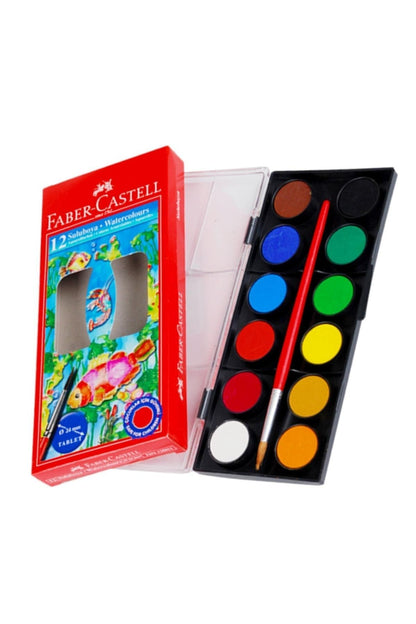 Faber-castell Mercanlı Kurşun Kalem Kırmızı Kalem Ve 12 Li Kuru Sulu Keçeli Pastel Boya