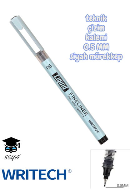 teknik çizim kalemi siyah mürekkep drawing pencil metal klips çelik uç