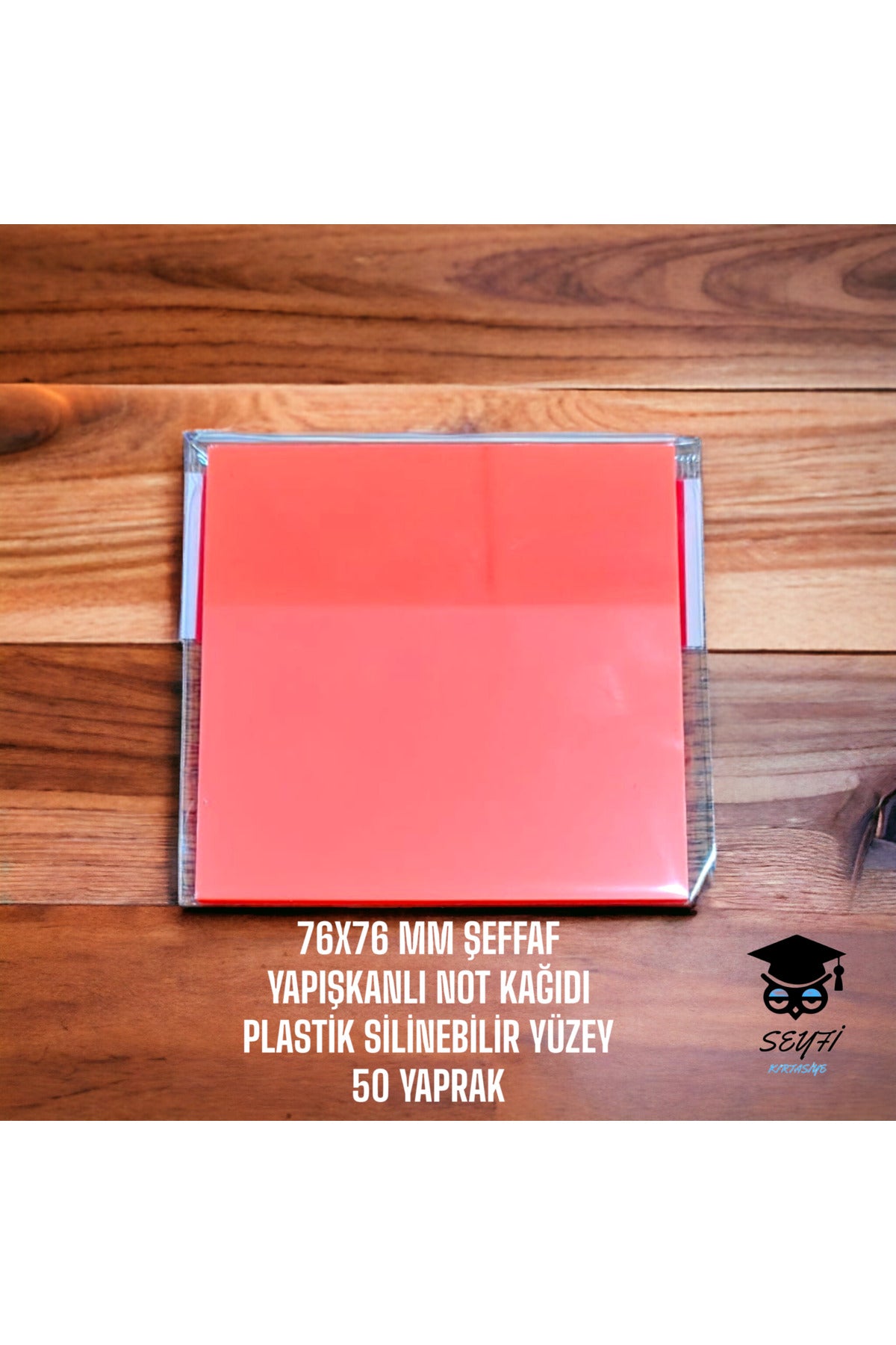 TURUNCU 76X76 MM ŞEFFAF YAPIŞKANLI NOT KAĞIDI PLASTİK SİLİNEBİLİR YÜZEY 50 YAPRAK
