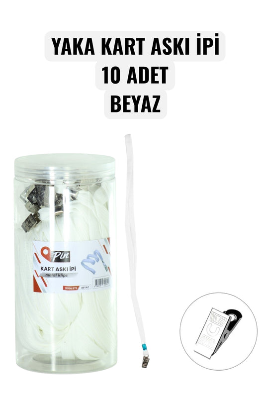 YAKA KART ASKI İPİ 10 ADET BEYAZ