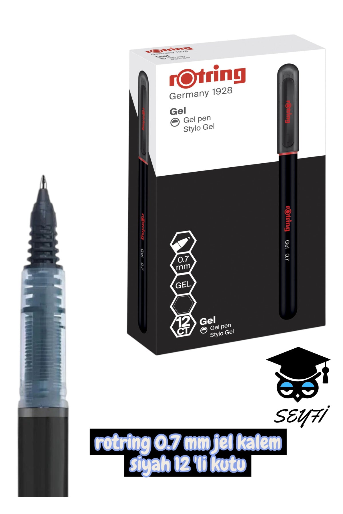 rotring 0.7 mm jel kalem 12 'li kutu