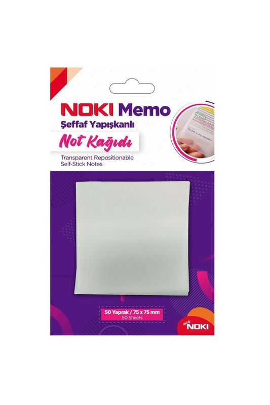 Yapışkanlı Not Kağıdı Memo 50 YP 75x75 Şeffaf 12300