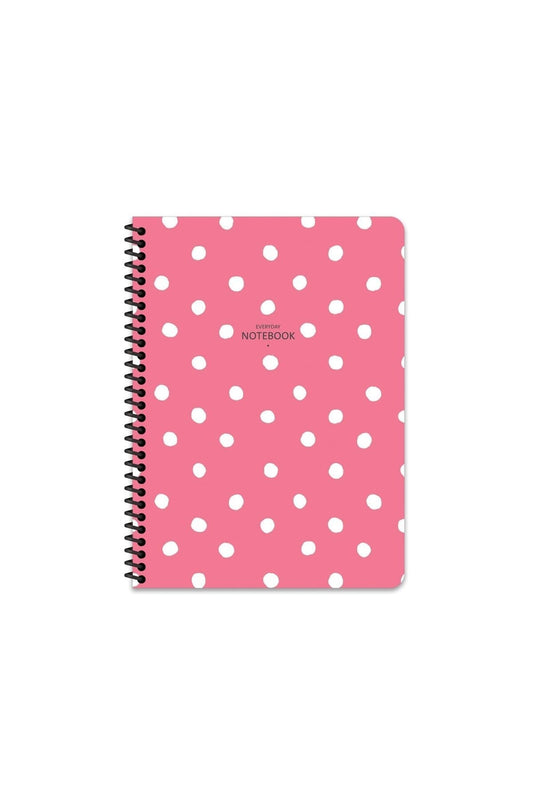 16x22 Cm Puantiye Desen Telli Defter Çizgisiz Telli Beyaz 80 Sayfalı Plastik Kapak