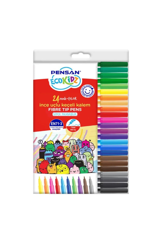 Eco Kidz 24 Renk İnce Uçlu Keçeli Kalem / 5000