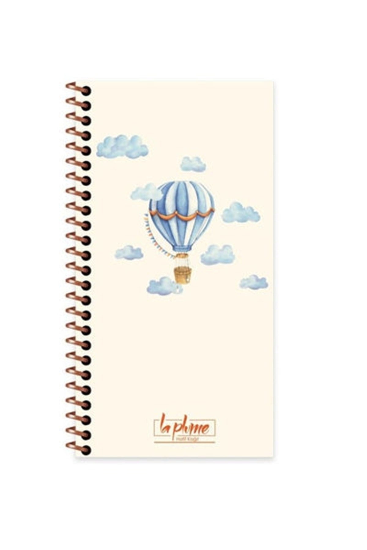 La Plume Çizgisiz Balon Telli Defter 10x19 Cm Krem Renk Kağıt 80 Yaprak Kalın Kapaklı