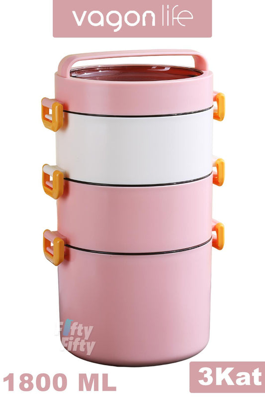 Lunch Box 3 Katlı Büyük Boy 1800 ML Ofis-Okul İçin Yeni Nesil Sefer Tası-FFLBOX3KAT1800ML