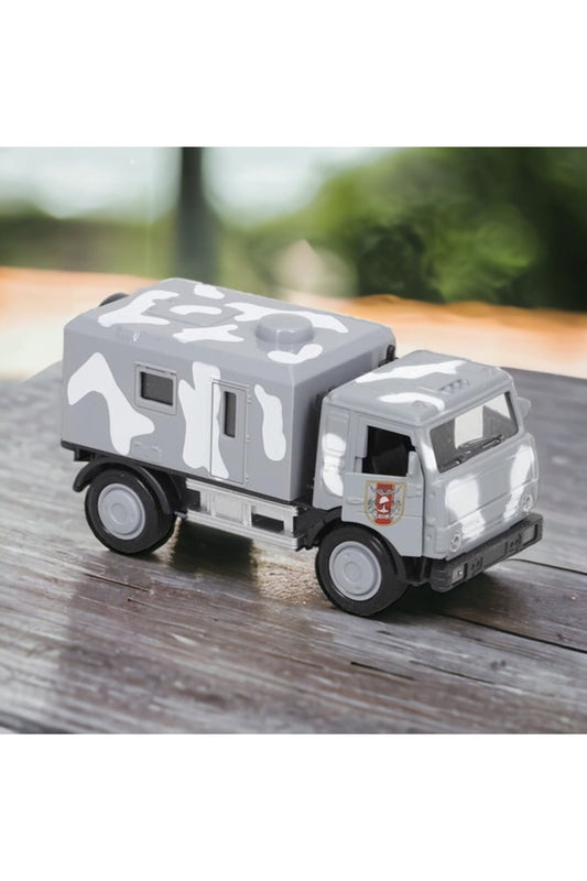 METAL ÇEK-BIRAK IŞIKLI ASKERİ ARAÇ GRİ KAMUFLAJ 13cm x 6cm x 5cm