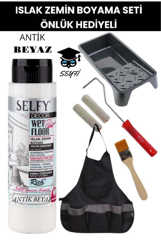 SELFY DECOR ISLAK ZEMİN BOYA SETİ 500 CC MUTFAK TEZGAH FAYANS LAVABO KÜVET TUVALET ZEMİN