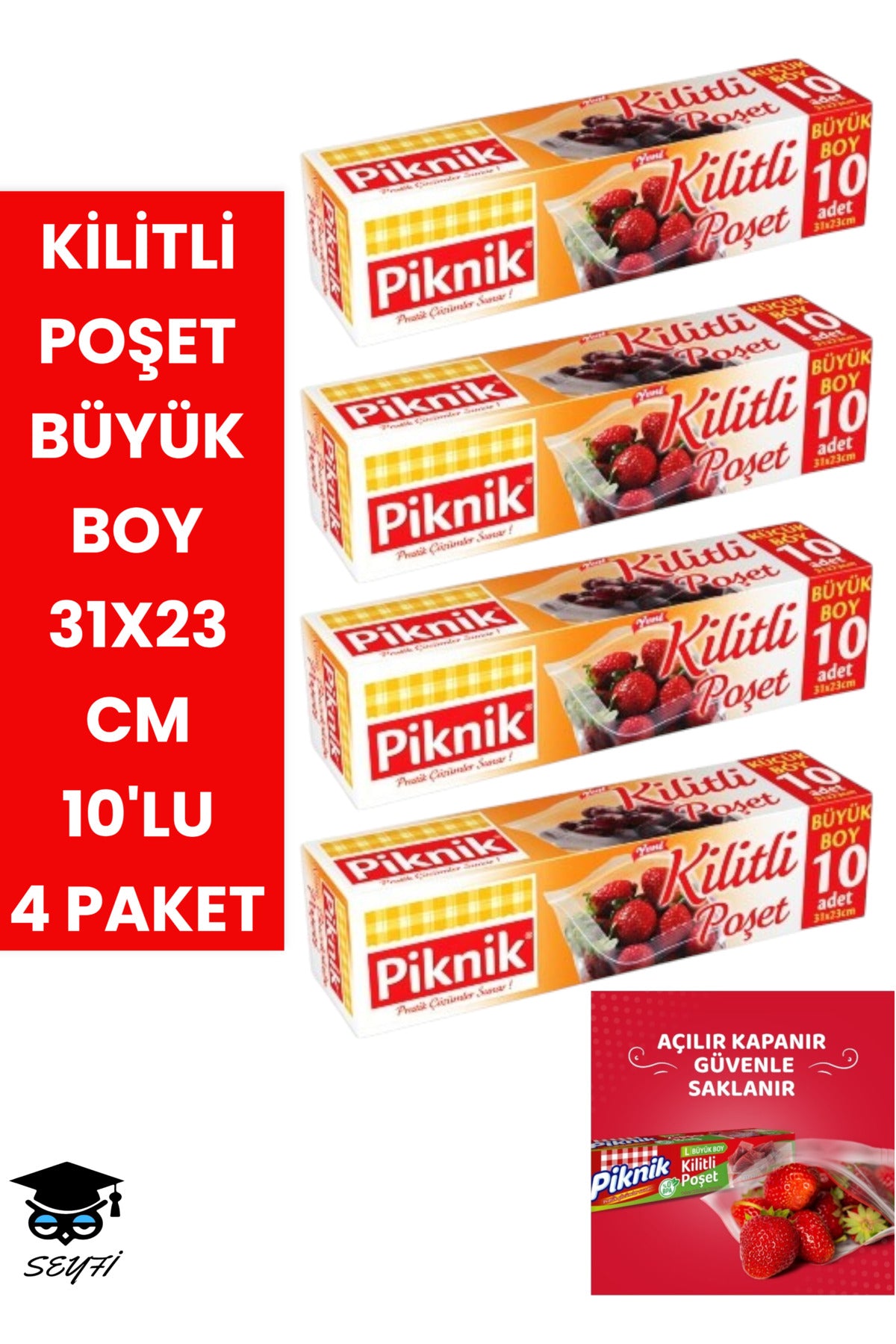 KİLİTLİ POŞET BÜYÜK BOY 31X23 CM 10'LU 4 PAKET