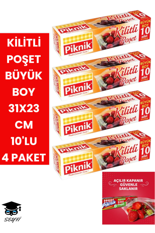 KİLİTLİ POŞET BÜYÜK BOY 31X23 CM 10'LU 4 PAKET