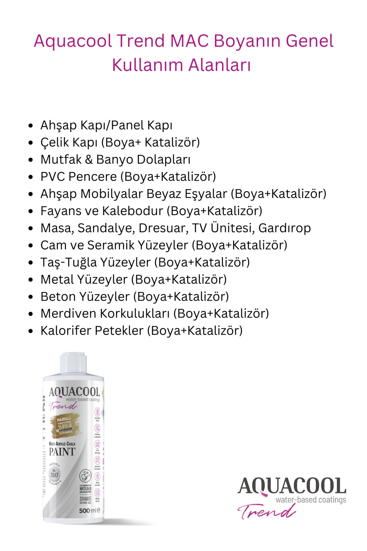 101- BEYAZ Çelik Kapı Mutfak Dolabı Banyo Dolabı Fayans Beyaz Eşya Parke Pvc pencere Boyama Seti 1000 ml