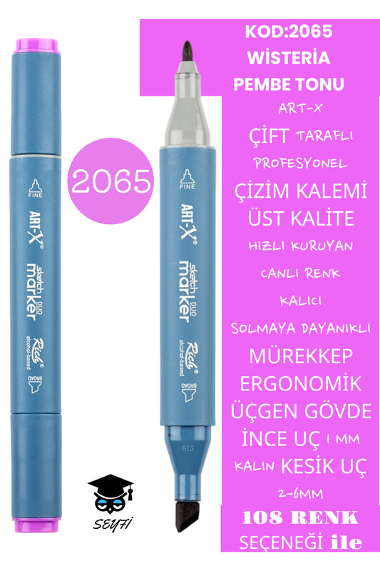 ÇİFT TARAFLI PROFESYONEL ÇİZİM KALEMİ KALICI MÜREKKEP ÜÇGEN GÖVDE İNCE UÇ 1 MM KESİK UÇ 2-6MM SKETCH