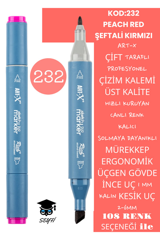 ÇİFT TARAFLI PROFESYONEL ÇİZİM KALEMİ KALICI MÜREKKEP ÜÇGEN GÖVDE İNCE UÇ 1 MM KESİK UÇ 2-6MM SKETCH