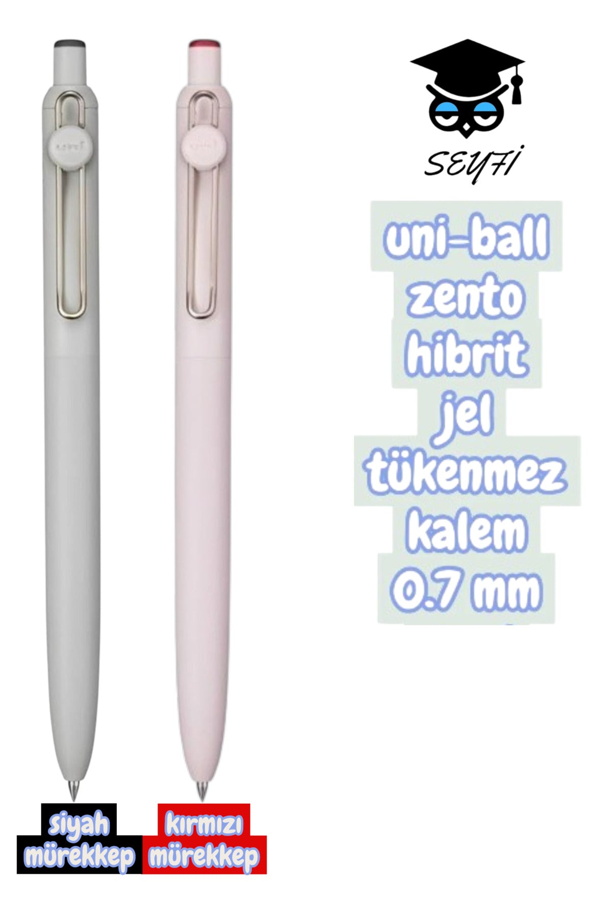 uni-ball zento hibrit jel tükenmez kalem 0.7 mm siyah-kırmızı mürekkep 2 adet uniball